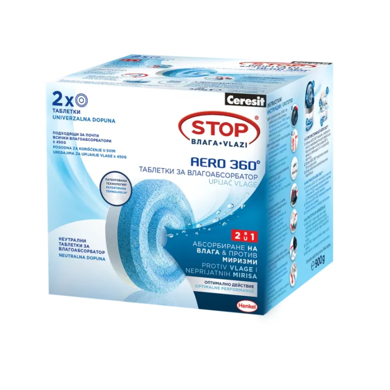 Tablete za apsorber vlage Ceresit AERO 360 2u1 2x450g